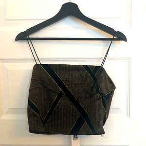 Gold and black velvet crop top size medium